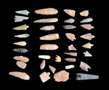 Lot d'objets de fouille pointe de flèche silex paléolithique final