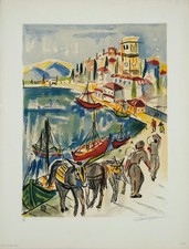 François DESNOYER : Les transporteurs d'Égine - Lithographie originale signée