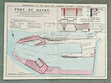 PORT OF HAVRE FRANCE DATED 1929 ORIGINAL MAP by WARD & FOXLOW