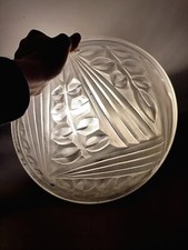DEGUE -  MAGNIFIQUE VASQUE EN VERRE PRESSE MOULEE  LUSTRE SUSPENSION ART DÉCO 