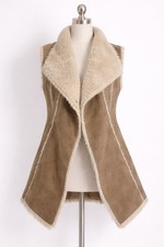 Day Trip Open Vest  Tan Suede
