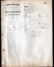 CULAN (18) DISTILLERIE / EAUX GAZEUSES / BIERE de PIGNOUX "AUGONNET" en 1900