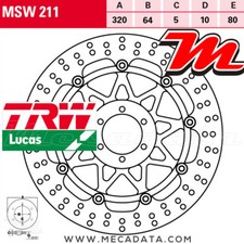 Disque de frein Avant TRW Lucas MSW 211 Ducati 916 Biposto (916) 1994