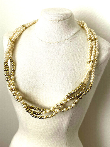 Collier vintage fausse perle - vintage,