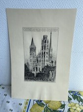 Ancienne maquette timbre postes cathédrale de Rouen dessin Spitz Deco 