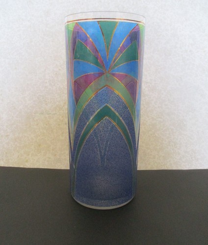 Vase verre bleu or - verre,