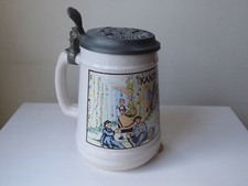 CHOPE A BIERE EN CERAMIQUE AVEC COUVERCLE METAL PUBLICITAIRE KANTERBRAU 