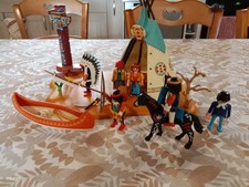 Playmobil 4012 - tente, canoe, cheval et indiens (plus un soldat)