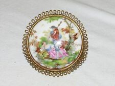 CADRE médaillon porcelaine de Limoges ancien scène galante