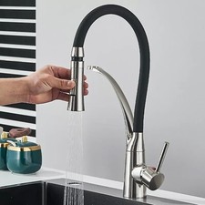 Robinet de cuisine noir en acier inoxydable amovible pour eau chaude et froide