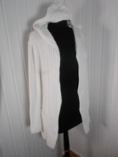 Veste sans boutons pull gilet long à capuche coton BLANC DU NIL t.2 S/P 36/38