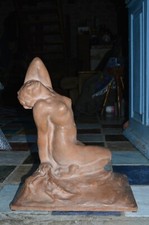 Terre Cuite Sculpture Naïade  Amedeo Gennarelli Hauteur: 44cm