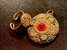 Rare Pendentif & Bague ancien Micro Mosaïque French Antique Vintage