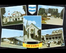ANTONY (92) VELO SOLEX au BUREAU DE POSTE, THEATRE , MAIRIE , EGLISE en 1973