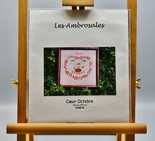 KIT POINT DE CROIX LES AMBROSALES "COEUR OCTOBRE" 18cm x 17cm (#186)