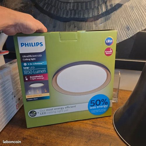 Plafonnier philips pebblo noir - plafonnier,