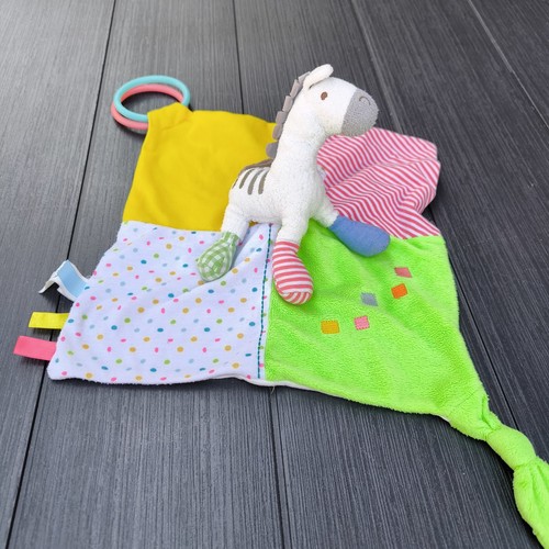 Doudou plat zèbre vert jaune