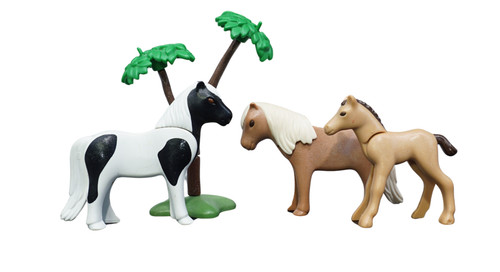 Playmobil poulain poney arbres