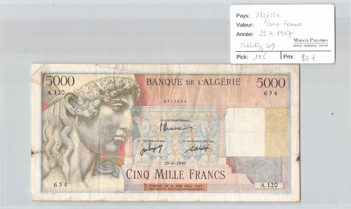 Billet algerie 5000 francs - -,