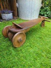 Trottinette en bois ancienne, SKIFA 1920-1930 breveté, direction à poulie, ...