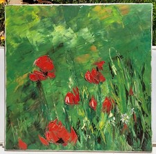 Peinture "Prairie de Coquelicots" - Huile sur toile de Jean-Philippe Ghiglione