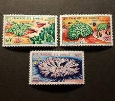 TIMBRE FRANCE COTE DES SOMALIS FAUNE CORAUX PA N°34/36 NEUF * MH 1963