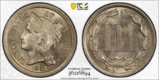 1881 PCGS MS64 Three Cent