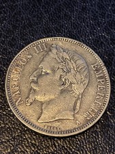 monnaie argent 5 Frs Napoléon Empereur 1867 A