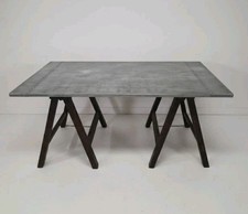 Table chevalet de bureau architecte industriel en zinc estampillée AJD