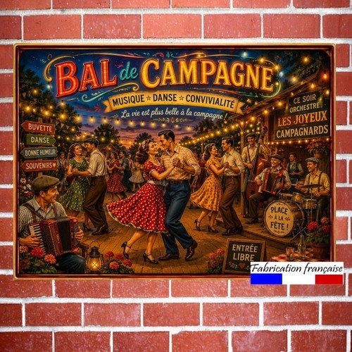 Plaque métal vintage bal - vintage, le