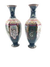 Vases japonais meiji émail - vases,
