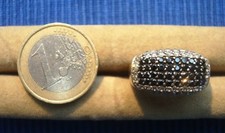 B15 Bague Argent Massif 925 Diamant Noir Blanc synthétique Bijou Lot 2