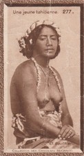 AA56 image chromo Chocolat SUCHARD Une Jeune Tahitienne ( pliée)