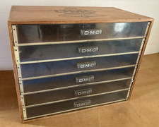 Grand coffret bois à 6 tiroirs DMC armoire à fil mercerie métier