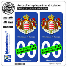 2 Stickers autocollant plaque immatriculation Auto : Monaco - Armoiries