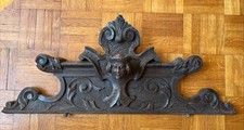 antique haute époque sculpture statue fronton plaque bois art tête grotesque