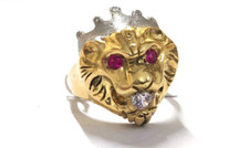 bague lion or jaune 18 carats