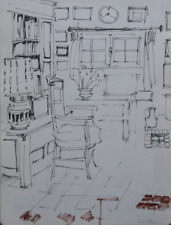 René Gugenberger (1925-2021) (03) - encre - scène d'intérieur