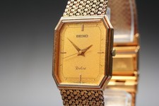Vintage 1985 [Exc+5] Seiko Dolce 9531-5080 25mm Gold Quartz Unisexe Du JAPON