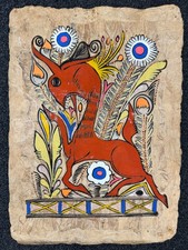 Mexique Artisanat Vintage tableau en fibre végétale d'Amate - 38 x 27 cm