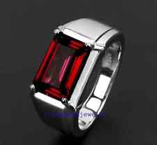 Bague homme rouge grenat en