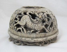 Ancien brule parfum ou porte-encens sculpté en stéatite Chinois Chine