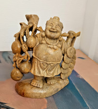 Superbe bouddha rieur en pierre dure annees 60/70 Chine parfait etat