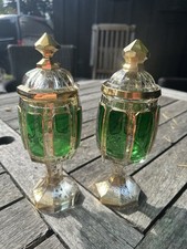 Bonbonnière en verre cristal de Bohême Moser doré ancien urne glass 2