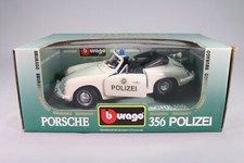 LE753 BURAGO 3331 Voiture 1/18 1:18 Porsche 356 cabriolet Polizei 1964 blanche
