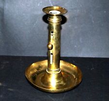 Bougeoir à poussoir ancien en laiton - Chandelier doré vintage 17.5cm