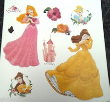 Stickers muraux paillettés Princesses Disney Belle Aurore Cendrillon