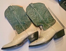 Bottes Western Buffles de Cap Nocona gris + vert style santiag