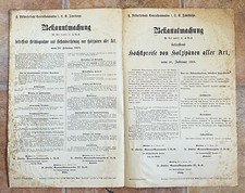 Affiche Avis Saisie Penurie Et Vente Copeaux De Bois WWI Allemagne Guerre 1918