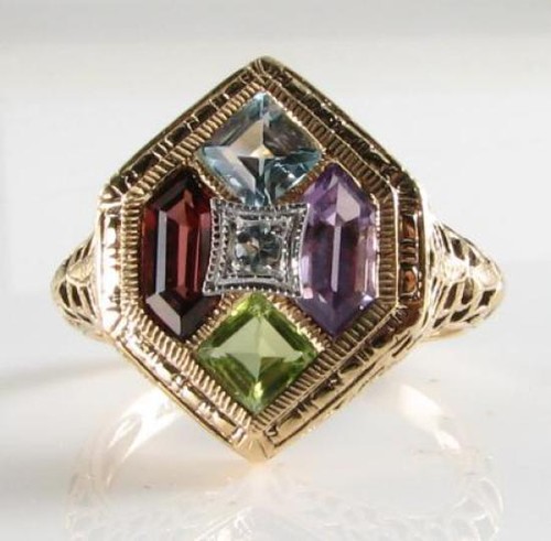 Bague vintage large 9ct - or,